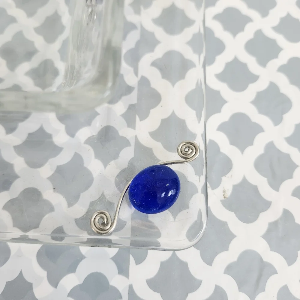 Elegant Glass Bowl and Plate Set with Blue Accents